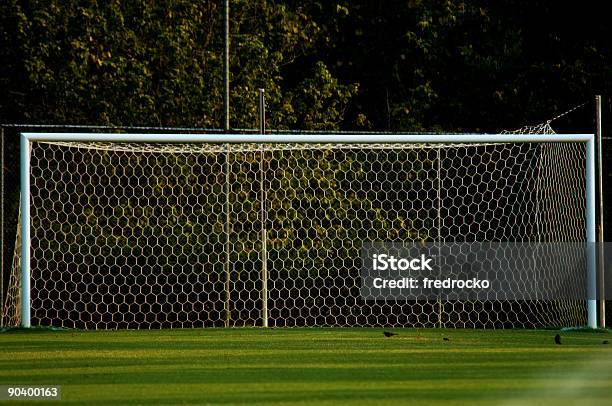 Goal And Soccer Net On Soccer Field During Soccer Game Stock Photo - Download Image Now