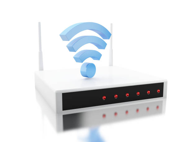istock 3d Router with wi-fi sign 904007440