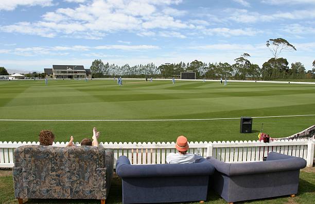 Watching the cricket stock photo