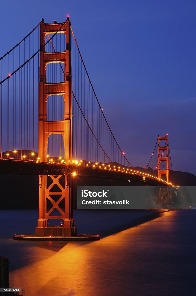 Golden Gate Bridge Illuminated  Architecture Stock Photo