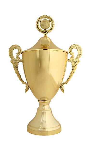 Golden trophy with lid isolated on white  most valuable player stock pictures, royalty-free photos & images