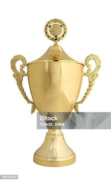 Golden Trophy With Lid Isolated On White Stock Photo - Download Image Now - Trophy - Award, Most Valuable Player, Lid
