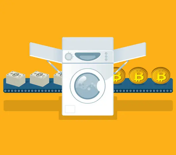 Vector illustration of Laundering of Bitcoin