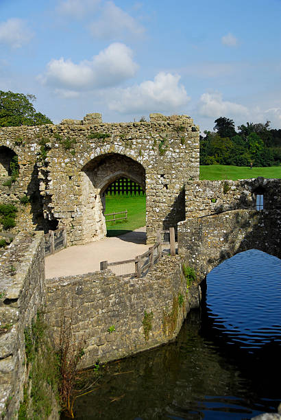 ров и замок включения - medieval castle gate portcullis стоковые фото и изображения