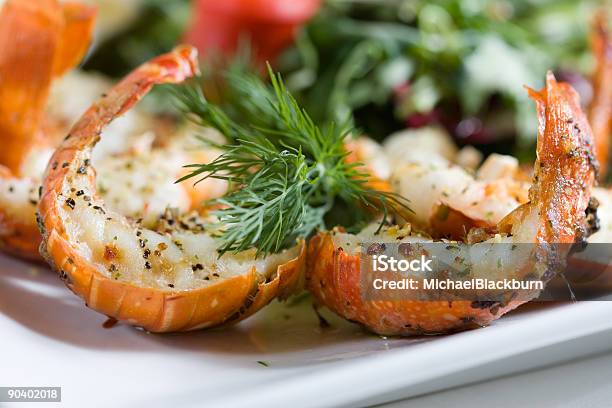 Speisenmakro Gegrillte Shrimps Stockfoto und mehr Bilder von Blattgemüse - Blattgemüse, Dill, Extreme Nahaufnahme