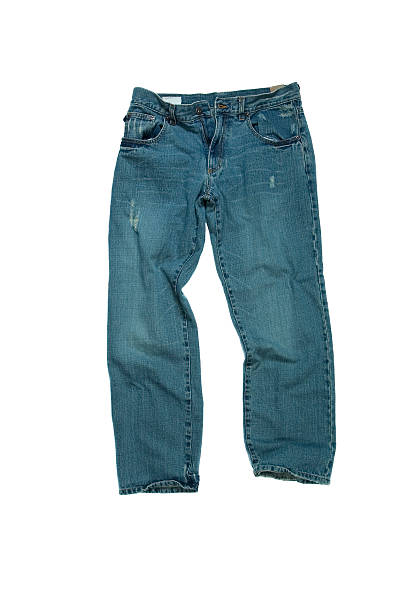 istock Blue Jeans With Light Wear and Tears - White Background 90402745