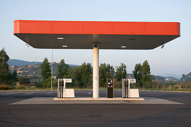 istock Fuel station service with empty spaces for logos 90402793