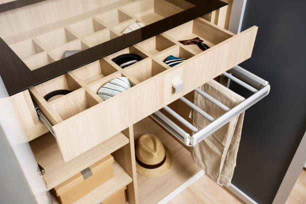 Men accessories in closet drawer