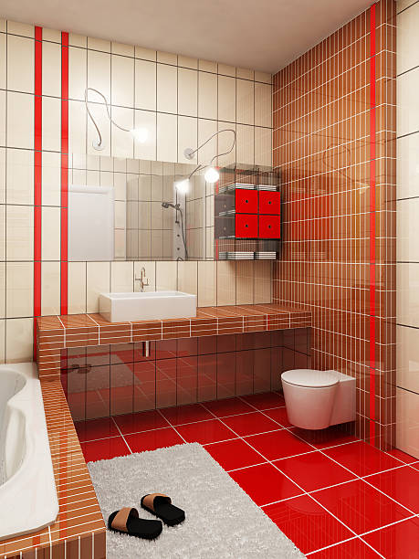 3 d rendering da bagno - patchworkdesign foto e immagini stock