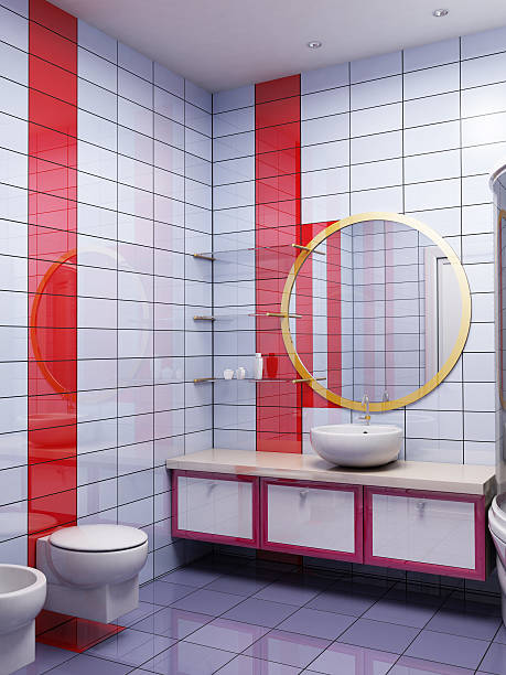 3 d rendering da bagno - patchworkdesign foto e immagini stock