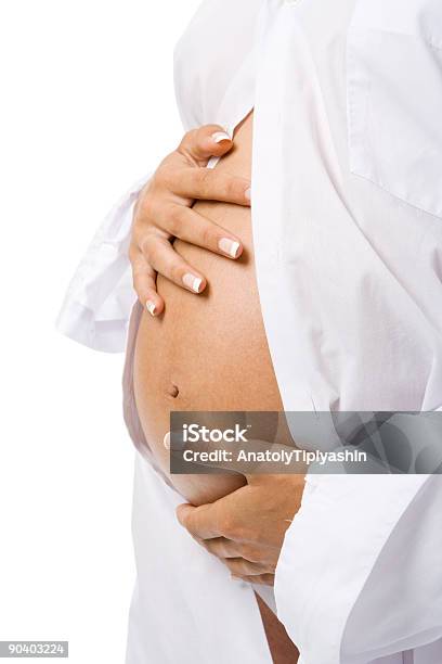 Pregnant Woman Holding Her Belly Stock Photo - Download Image Now - Pregnant, Women, Human Abdomen