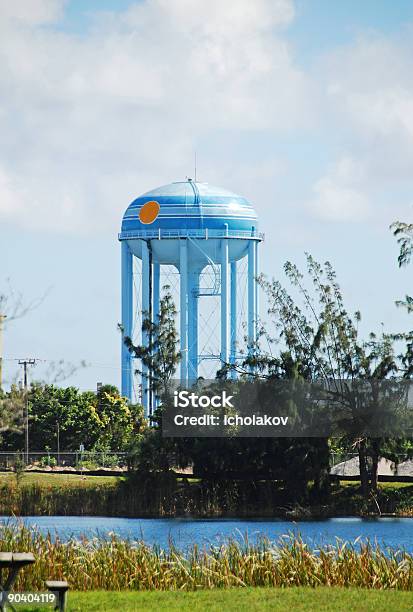 Small Town Water Tower Stock Photo - Download Image Now - Water Tower - Storage Tank, Blue, Color Image