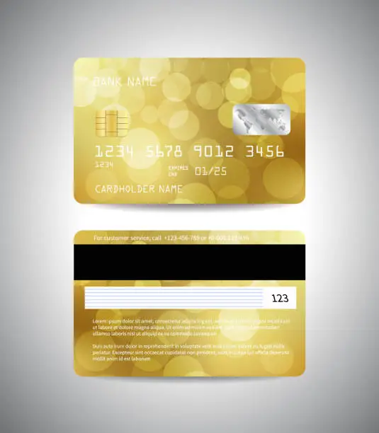 Vector illustration of credit cards set with abstract gold background