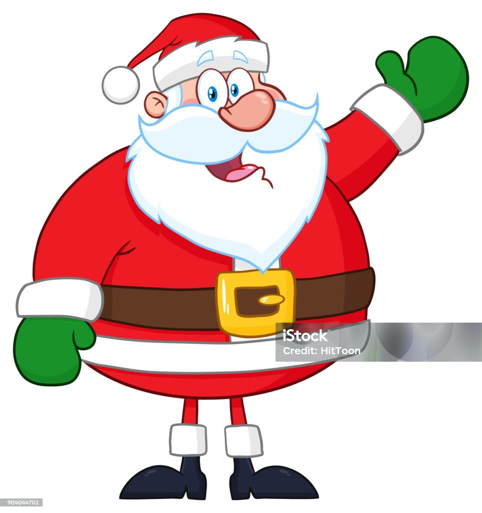 Happy Santa Claus Cartoon Mascot Character Waving Hand Drawing Stock  Illustration - Download Image Now - iStock