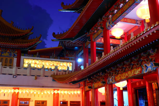 istock Chinese temple and Chinese lamps. 904044832
