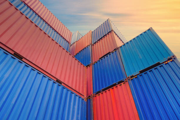 containers box. - industrial ship shipping container ship large imagens e fotografias de stock