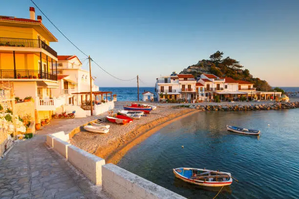 Picturesque Kokkari village on Samos island, Greece.