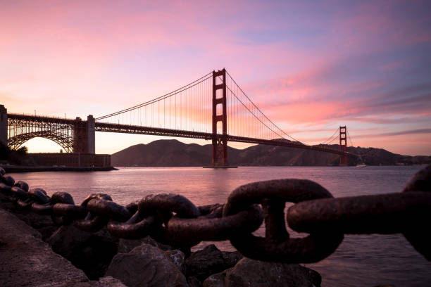 istock Golden Gate Bridge in San Francisco silhouette against sunset sk 904049020