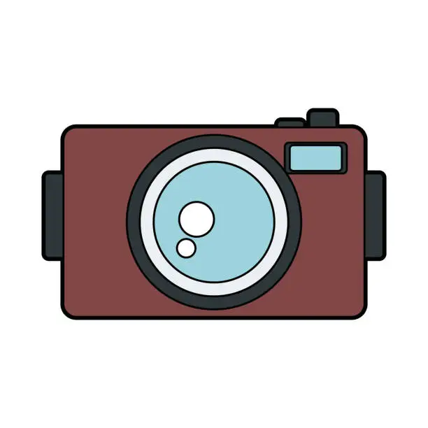 Vector illustration of retro camera photo device lens button