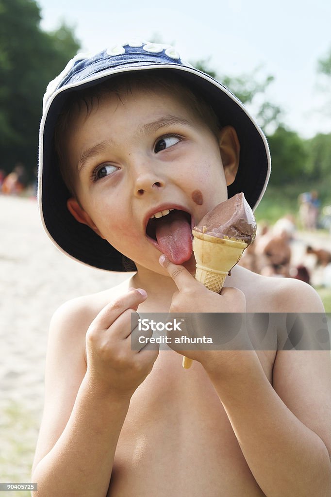 The boy and ice-cream  Eating Stock Photo