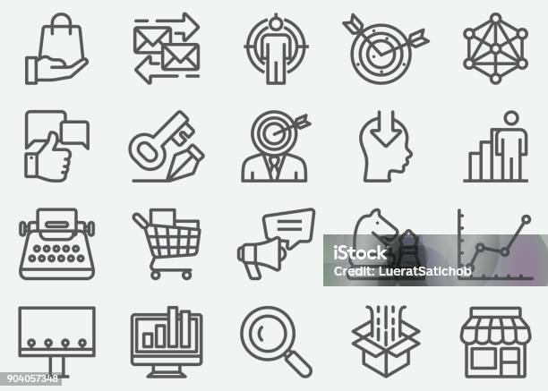 Marketing Line Icons Stock Illustration - Download Image Now - Advertisement, Advice, Billboard