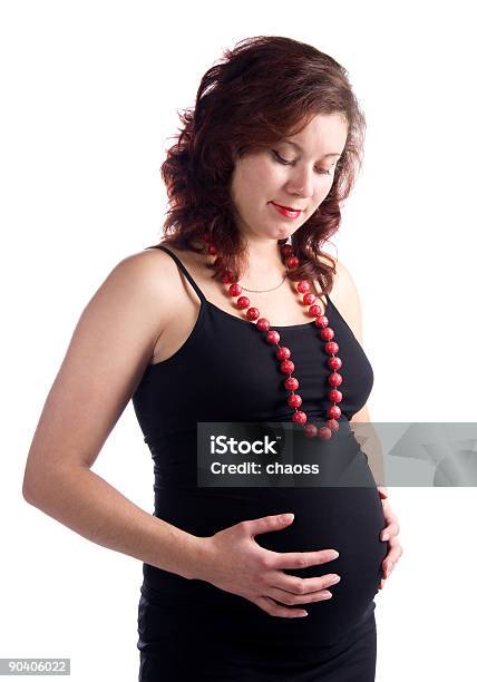 Pregnant Woman In Black Dress Stock Photo - Download Image Now - Adult, Adults Only, Anticipation