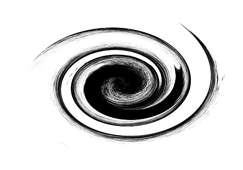 Black oval graphic color brush strokes effect on white background