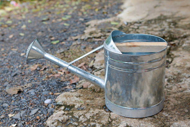 istock Aluminium watering dipper place on the ground. 904062366