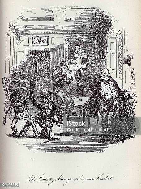 Le Pays Responsable Rehearses Un Combat Vecteurs libres de droits et plus d'images vectorielles de Charles Dickens - Charles Dickens, Antiquités, D'autrefois