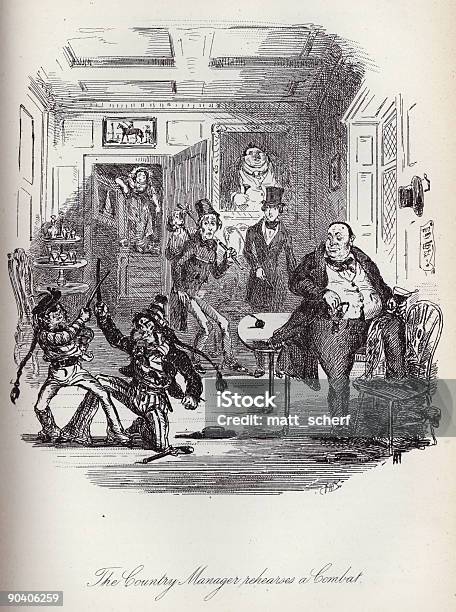 O Gestor Do País Rehearses Um Combate - Arte vetorial de stock e mais imagens de Charles Dickens - Charles Dickens, Antigo, Antiguidade