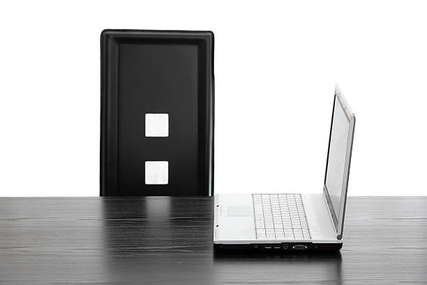 istock Desk, laptop and modern chair 90406276