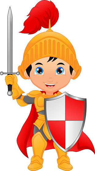 vector illustration of Cartoon knight boy