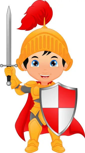 Vector illustration of Cartoon knight boy