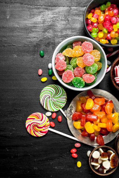 istock Different sweet candy, jelly and candied in a bowl. 904064836