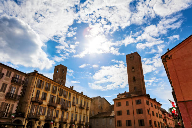 istock Medieval tower among old houses in Alba. 904065102