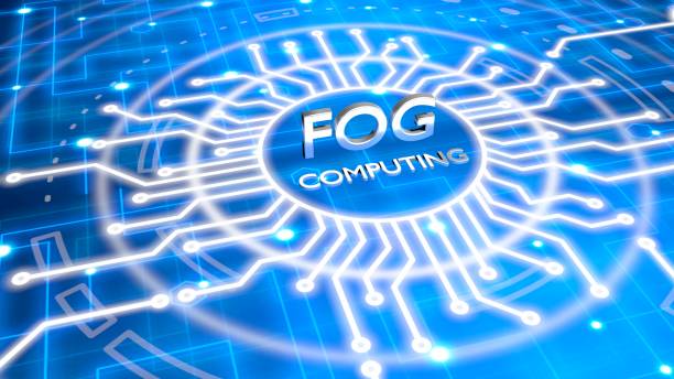 The reflecting words fog computing in the center of a circuit structure The reflecting words fog computing in the center of a circuit structure on blue network 3D illustration Fog Computing stock pictures, royalty-free photos & images
