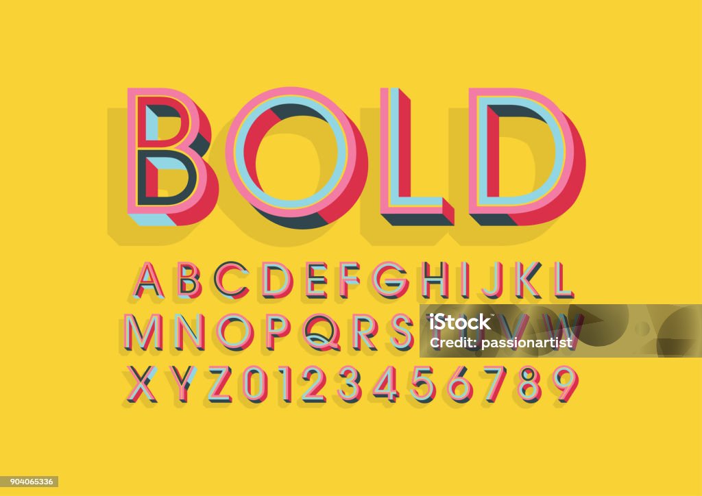 Colorful alphabet Vector of modern colorful font and alphabet Cubism stock vector