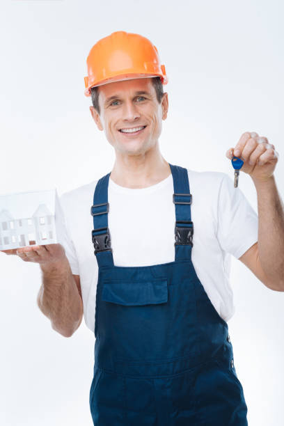 istock Delighted happy architect looking at you 904068244