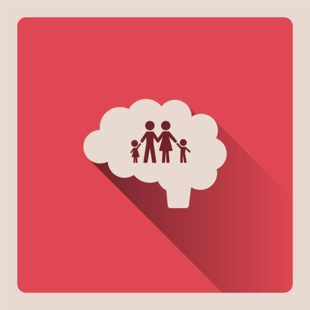 istock Brain thinking in the family illustration on red background with shade 904068376