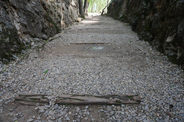The unfinished railway to Burma built by the Allied prisoner under the commanded of Japanese troops at the time of world war two at Hellfire pass, Kanchanaburi, Thailand.
