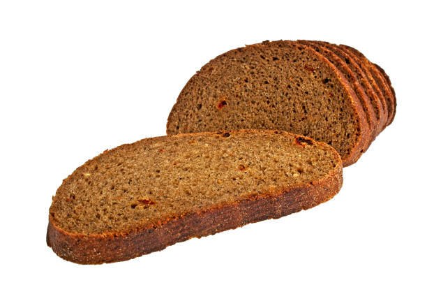 istock Slices of fresh rye bread isolated on white background 904078226