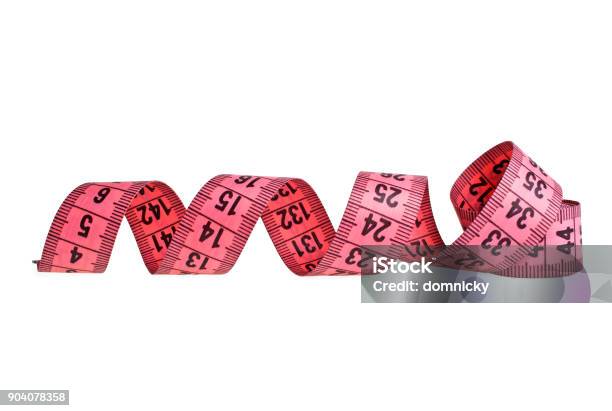 Pink Measuring Tape Isolated On White Background Stock Photo