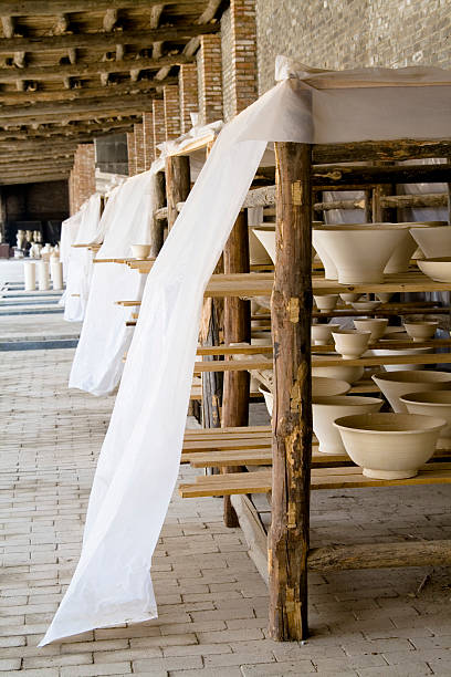 Pottery & Ceramic drying rack stock photo