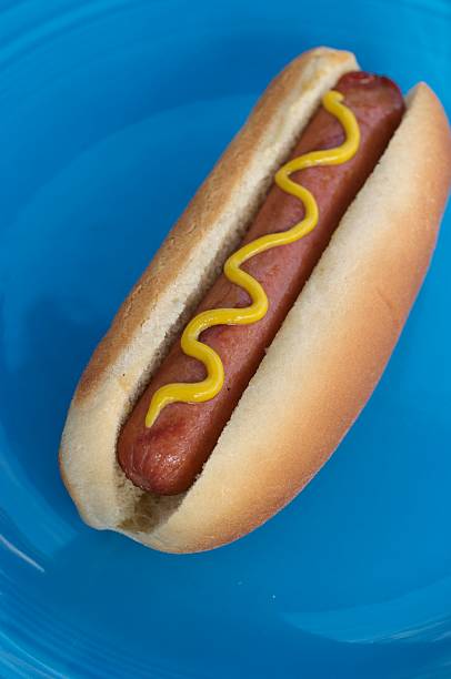 Hot Dog with Mustard stock photo