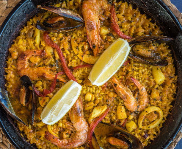 istock Seafood paella, traditional spanish dish 904084220