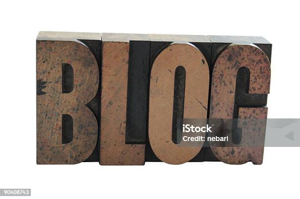 Das Wortblogin Alten Holz Relieftechnik Art Stockfoto und mehr Bilder von Schriftsetzer - Schriftsetzer, Druckmaschine, Einzelwort