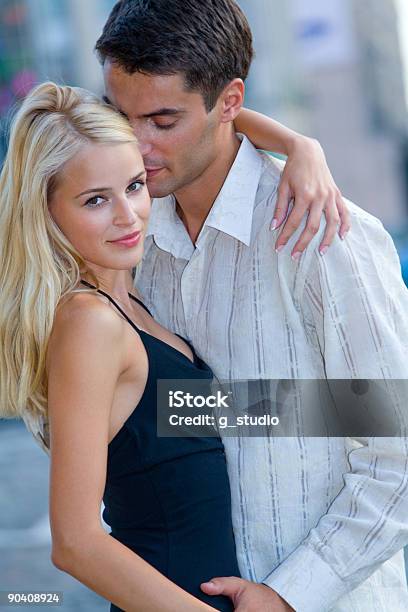 Young Happy Attractive Embracing Couple Together Outdoors Stock Photo - Download Image Now