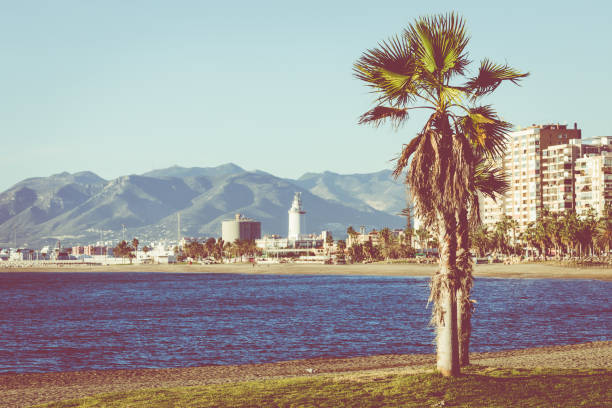 пляж малагета в малаге, андалусия - andalusia malaga nerja beach стоковые фото и изображения