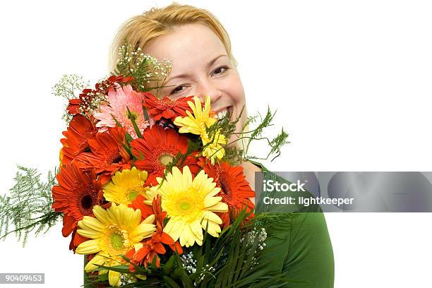 Woman Portrait With Flower Bouquet Stock Photo - Download Image Now - Adult, Adults Only, Anniversary