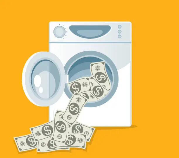 Vector illustration of Laundering of currency